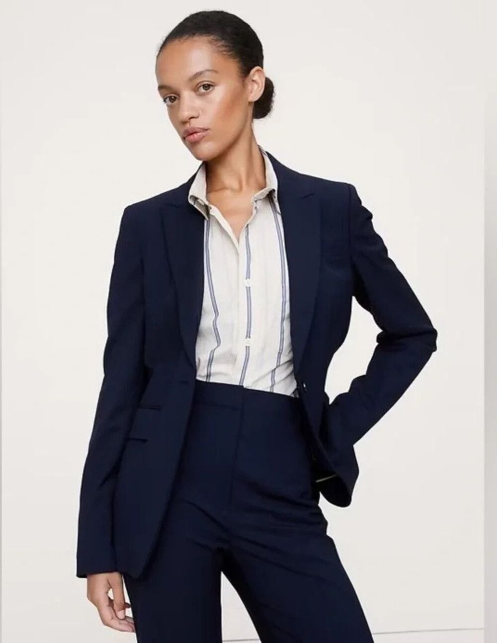 Banana Republic Slim Italian Wool Blazer Navy Blue #822492